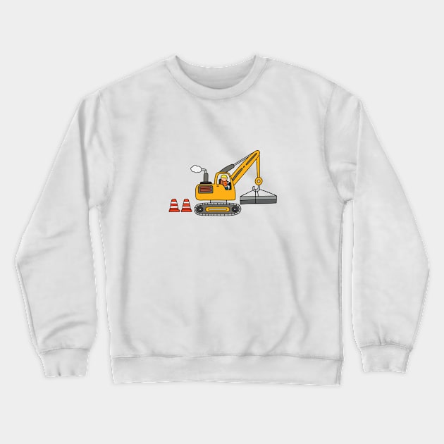 Kids drawing construction set crane machine carrying pillars Crewneck Sweatshirt by wordspotrayal